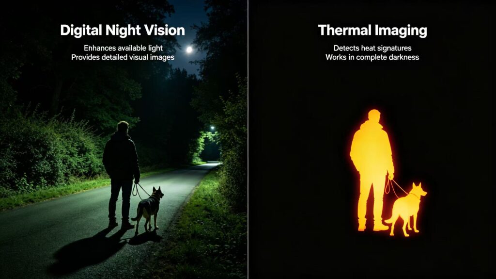 Comparison between digital night vision and thermal imaging technology