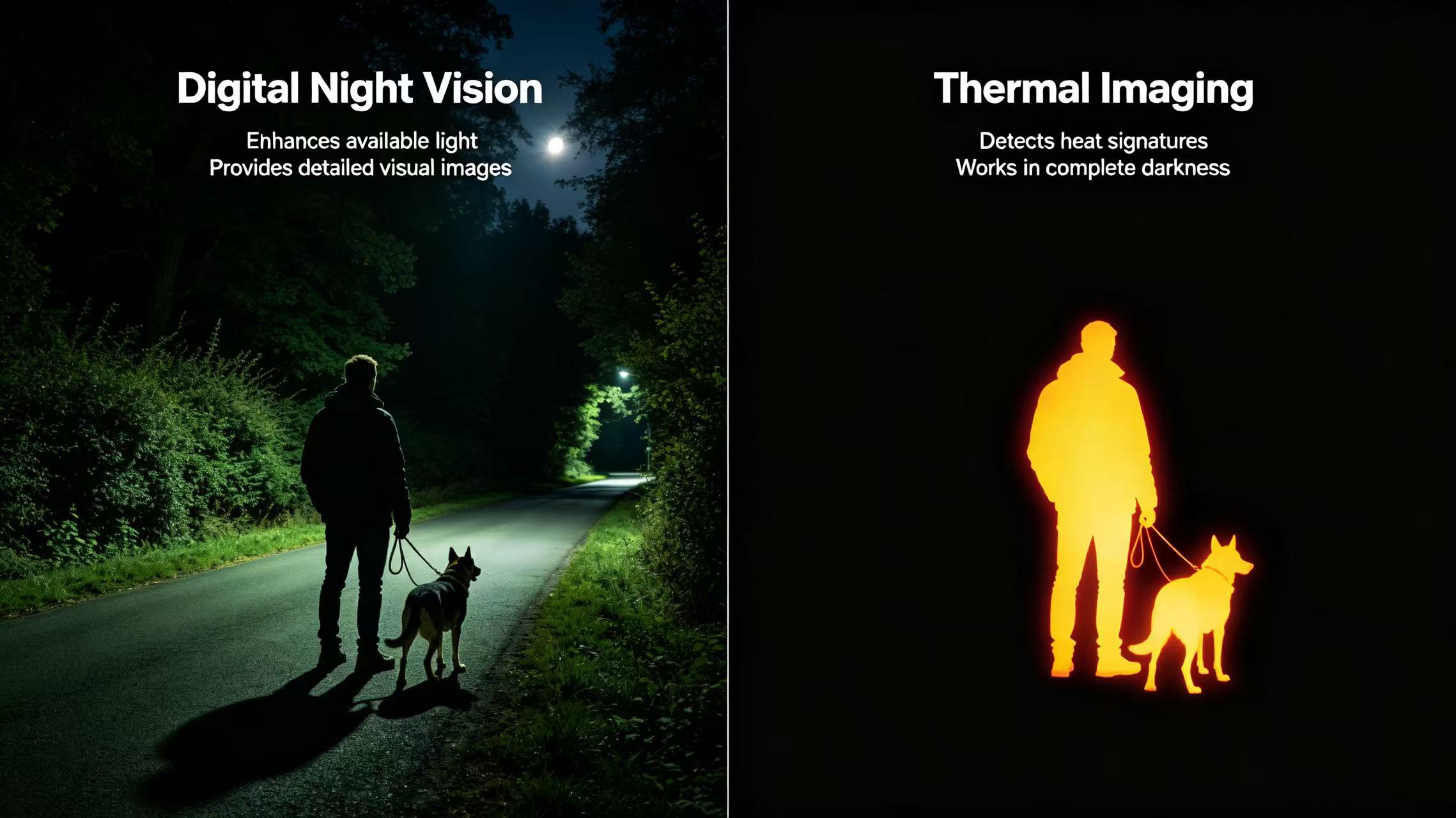 Comparison between digital night vision and thermal imaging technology
